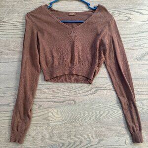 Cropped Pacsun Brown Long Sleeve Top- Small